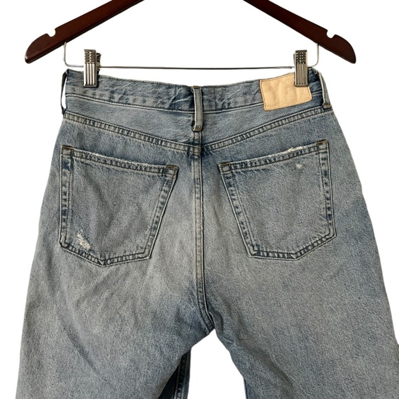EVERLANE The Jean Cheeky Long Denim Distressed Shorts - Picture 7 of 9